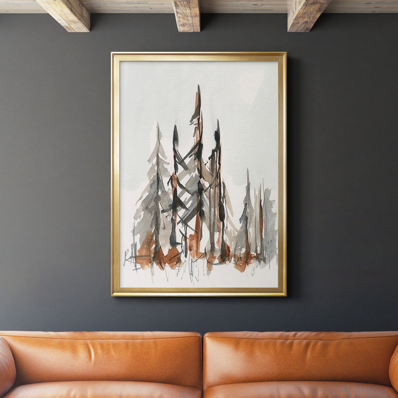 Rustic Evergreens II - Picture Frame Print, Gold, 24.5" H x 18.5" W x 1" D