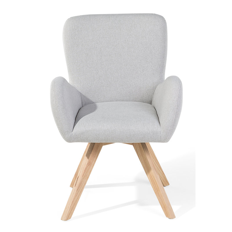 Dontae Upholstered Armchair, Light Wood, Grey