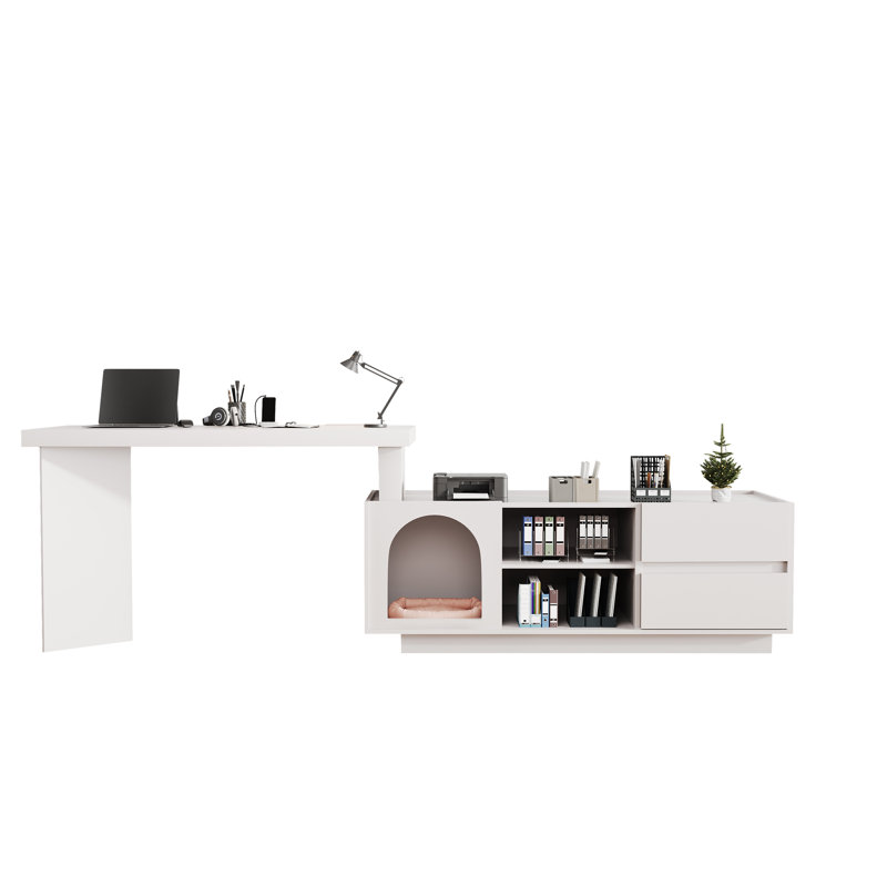 L-Shaped Writing Desk, White