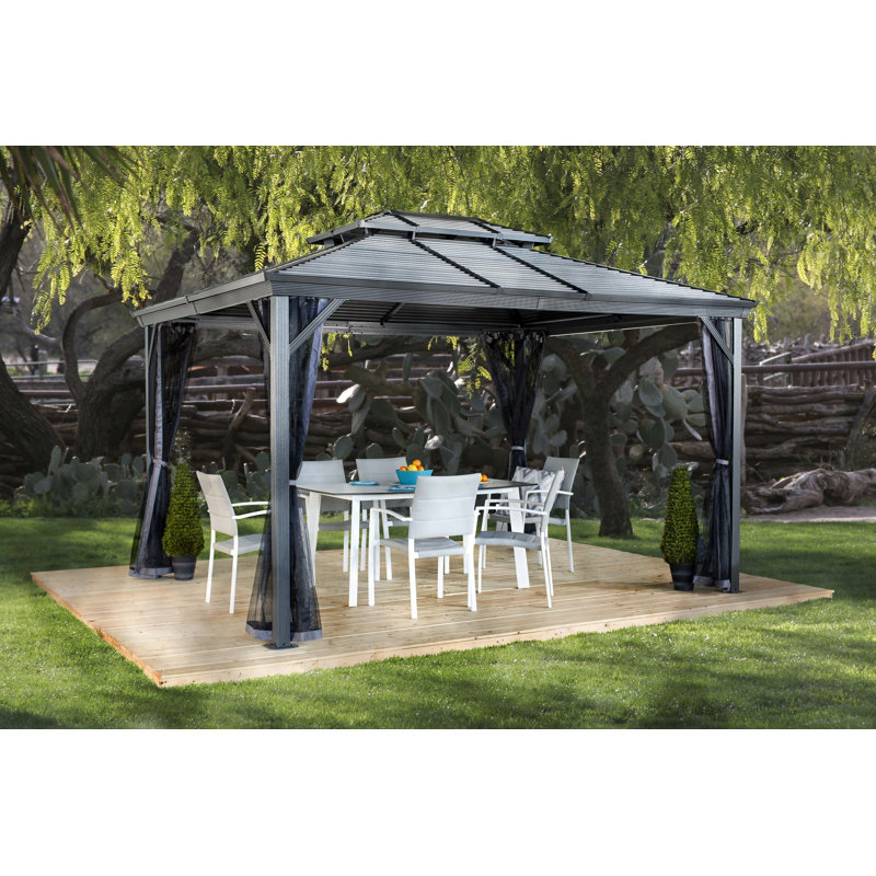 Sojag 10' X 14' Ventura II Hardtop Gazebo Outdoor Weather-Resistant Aluminum Frame Sun Shelter