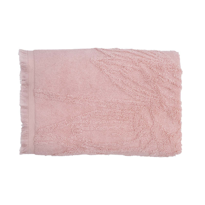 Abdouallah Plush Jacquard Bath Towel, Pink