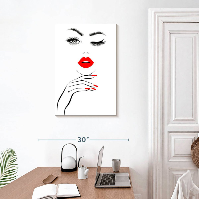 Femme de la Navette aux lèvres rouges, H 30 po x l 20 po