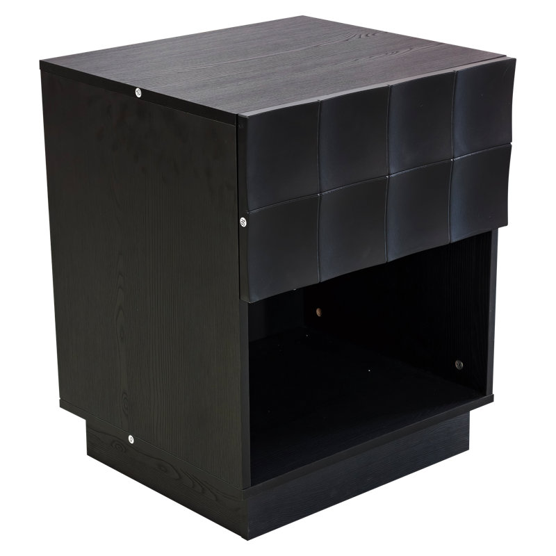50.8cm W Particle Board Bedside Table, Black