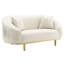 Sofa deux places en velours ivoire avec structure en bois et métal