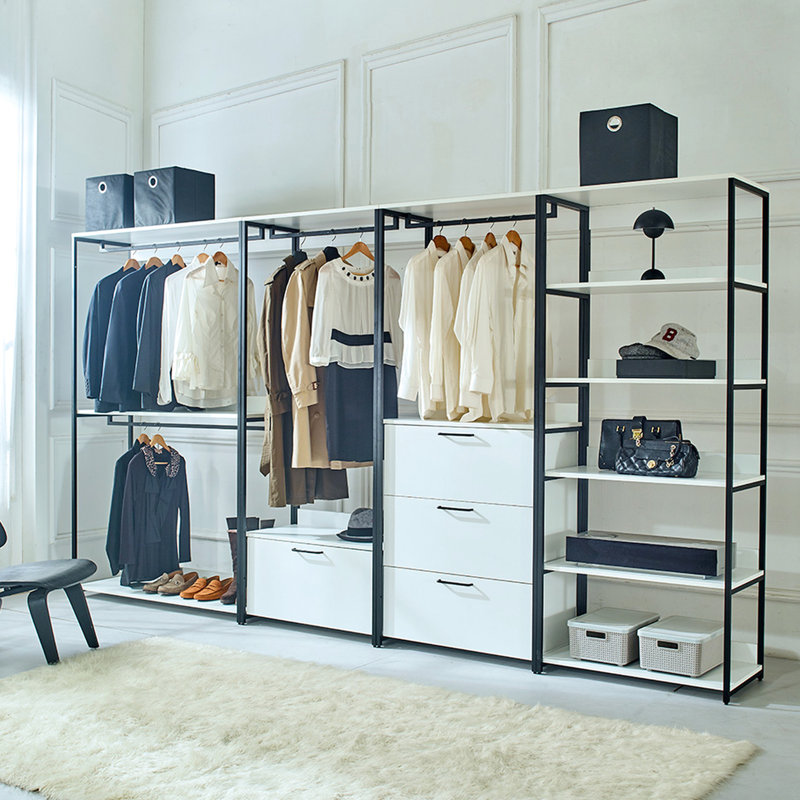 White Metal Frame Walk In Closet - Extra Deep Storage Options, To Water & Heat, Stain Scratch , E0 Graded Board White, Frame, Storage, Rustproof, Heat ,