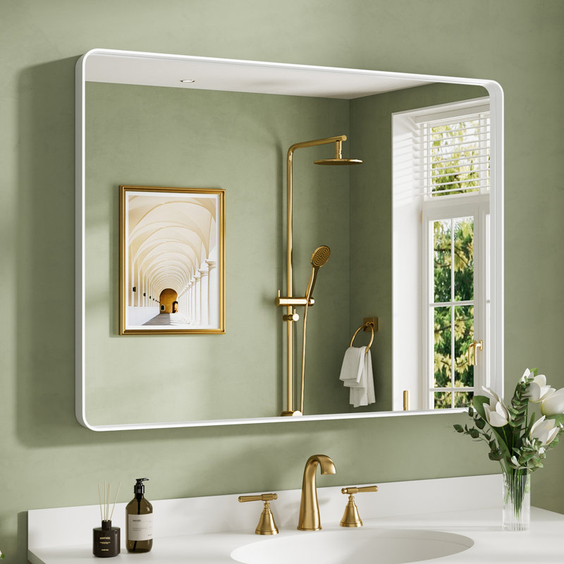Miroir de salle de bain mural Llesenia, 40 po x 30 po, Blanc, Rectangulaire