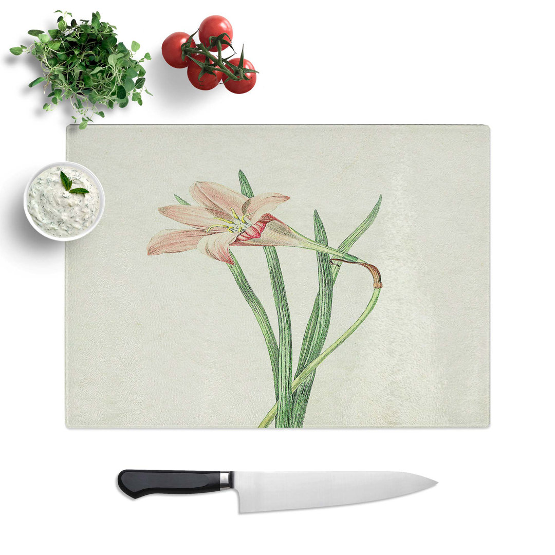 Tempered Glass Zephyr Lily Illustration Chopping Board
