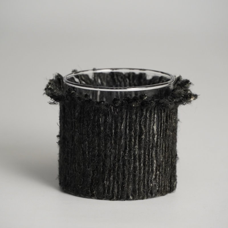 Glass Tabletop Votive Holder, 3" H x 3" W, Dark Gray