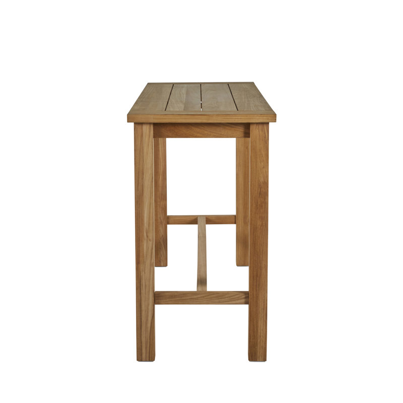 Croquet Teak Outdoor Bar Table, Natural Teak