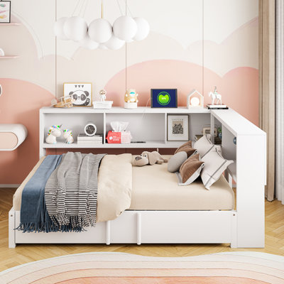 Metal Full Size Daybed with Trundle, Storage Cabinets and USB Ports by Latitude Run
