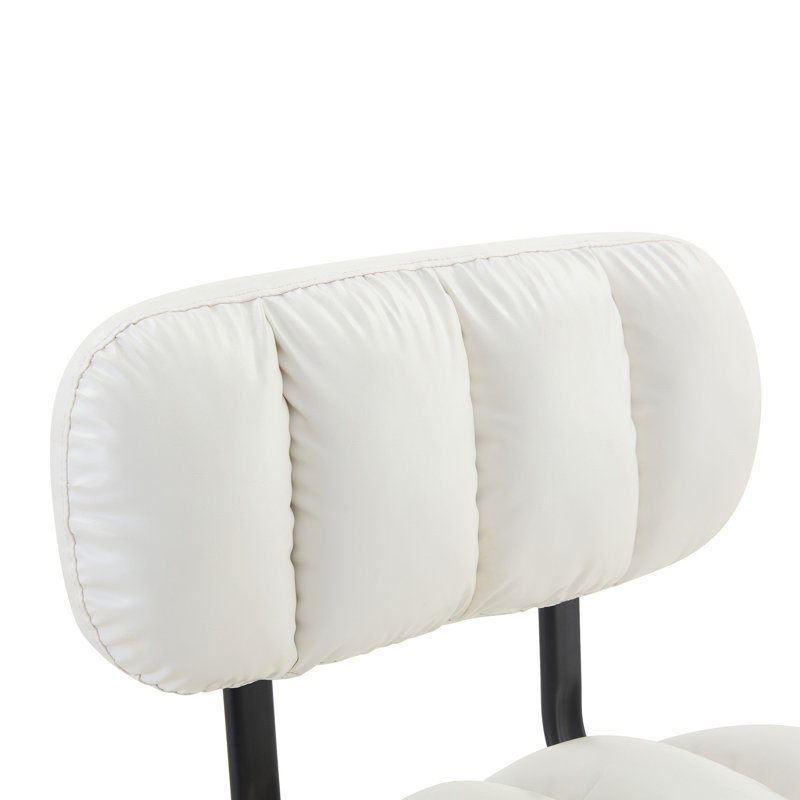 Ensemble de 2 tabourets de bar à hauteur ajustable, revêtement en similicuir blanc avec base et repose-pieds chromés, tabourets de confort modernes pour îlot de cuisine, bar personnel et salon