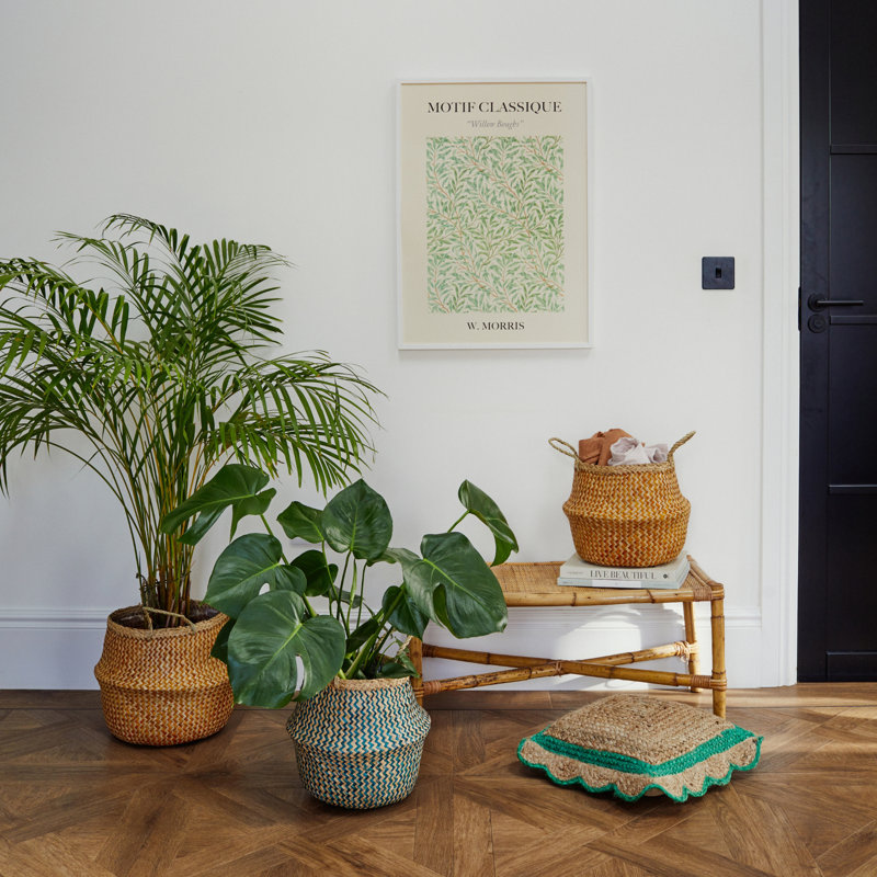 Seagrass Indoor Seagrass Lined Basket Planter, Amber