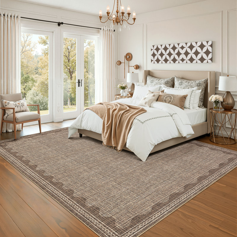 Tapis moderne à bordure moderne Tapis festonné contemporain Tapis lavable Tapis antidérapant Tapis décoratif minimaliste pour la décoration intérieure