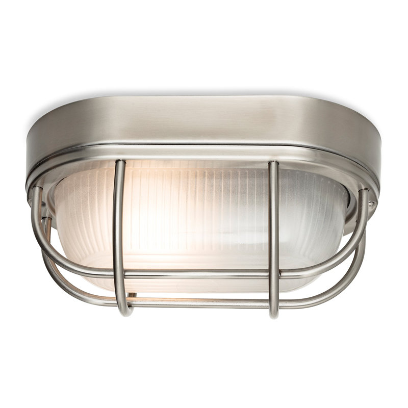 22cm H Frosted Glass Outdoor Bulkhead Light, Stainless Steel