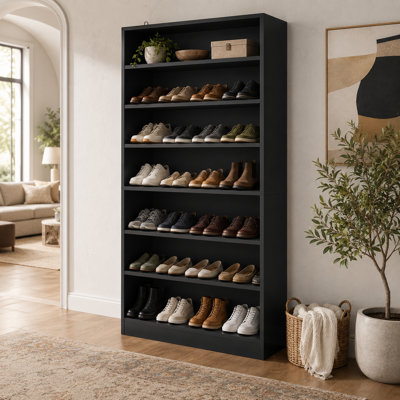 Armoire à chaussures noire 70,81 pouces, 9 couches, pouvant contenir 40 à 45 paires de chaussures