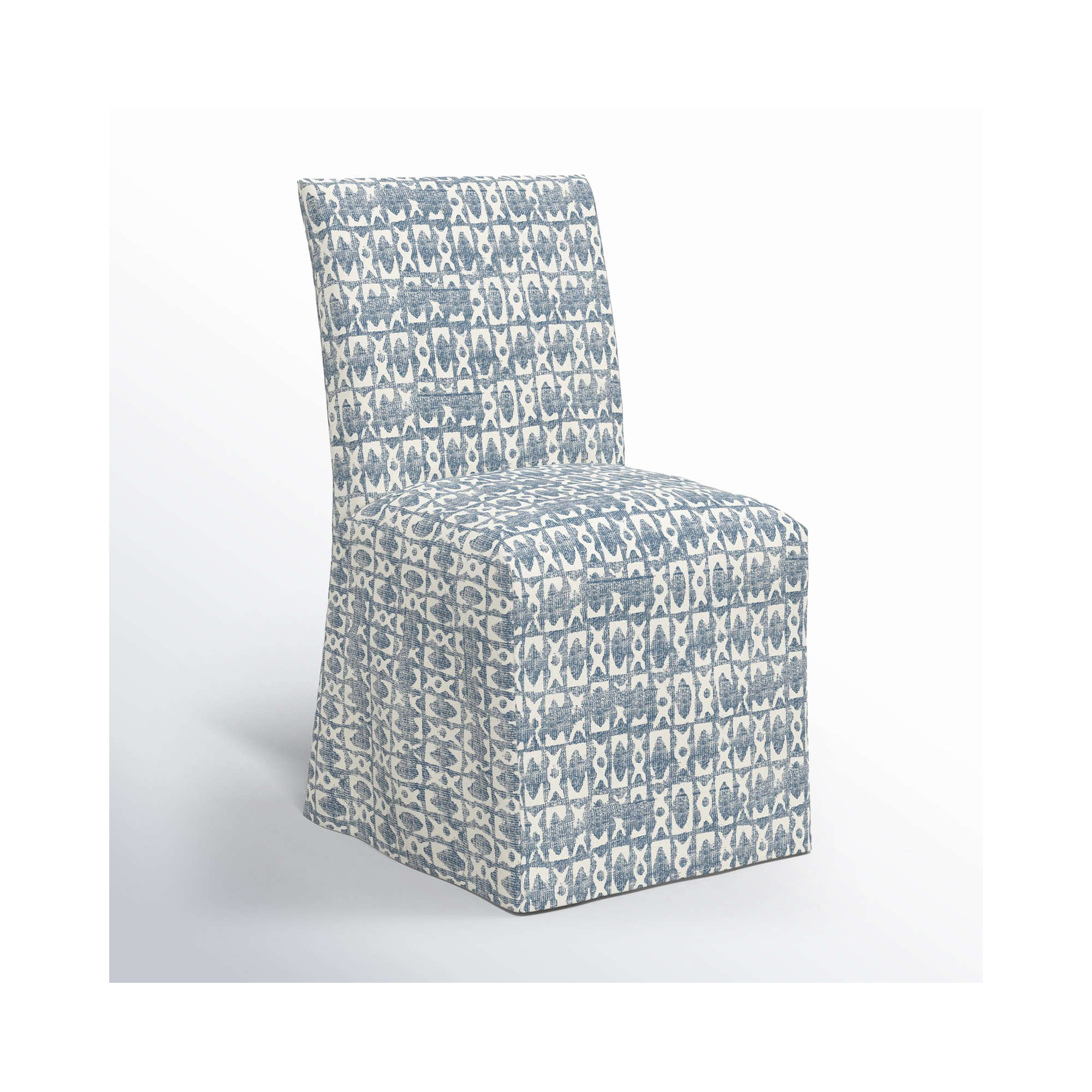 Ivanka Upholstered Parsons Chair, Texture Block Blue