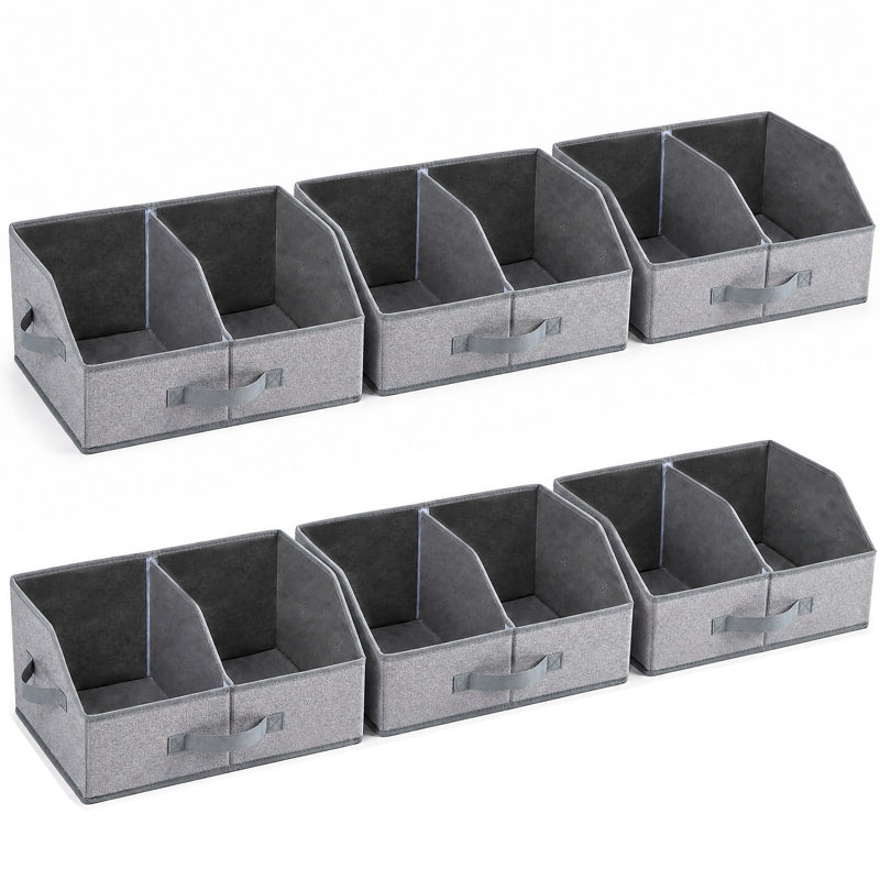Ensemble de 6 étagères de rangement pour placard, diviseurs réglables en tissu, gris, 16,5 x 11 x 7,9 po, Grey, 6