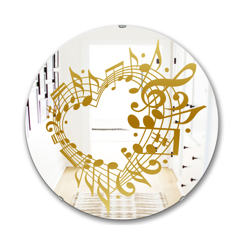 Miroir mural Music Notes I Glam, H 23,6 po x l 23,6 po