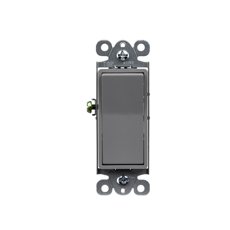 Enerlites 15 Tamper Resistant Single Pole Rocker Light Switch - Gray, Gray