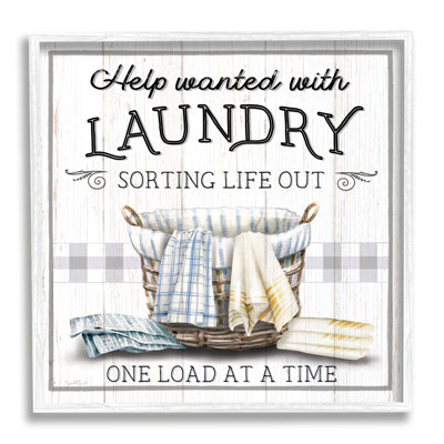 Bb-034-Framed " Help Wanted Laundry Basket " by Elizabeth Tyndall