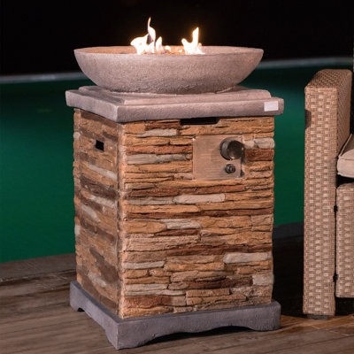 Scriber Square Concrete Propane Smokeless Fire Column