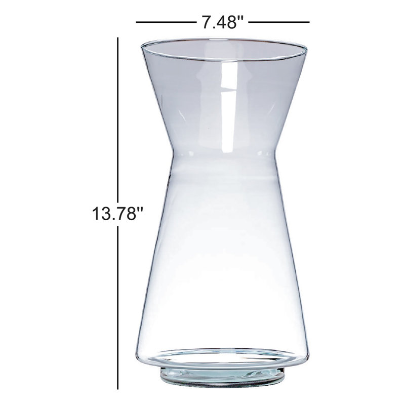 Rianne Mouthblown Recycled Glass Vase, 13.78" H x 7.48" W x 7.48" D, Clear
