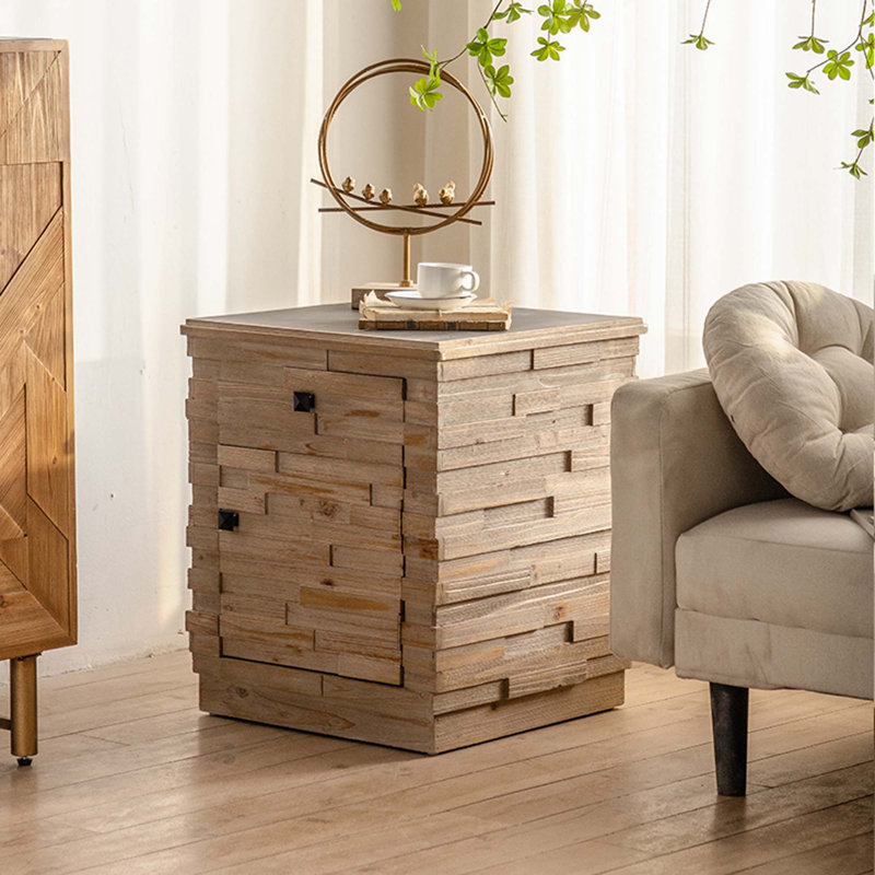 19.69 "Retro Fashion Splicing Design Side Cabinet Coffee Table,Side Table,Nightstand with storage
