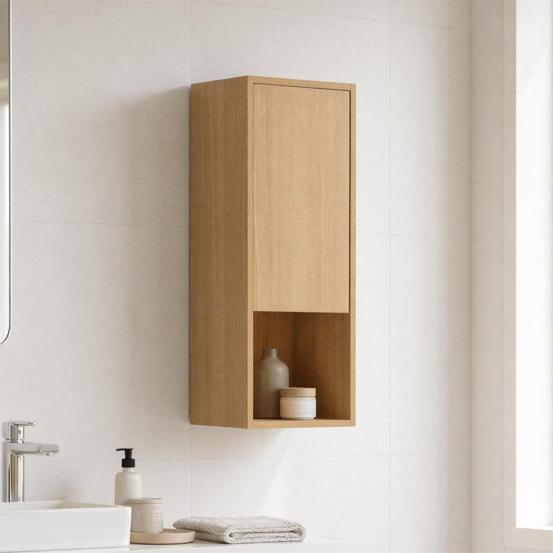 Armoire de salle de bain murale 12 "avec fermeture en douceur, porte simple et tablette ouverte