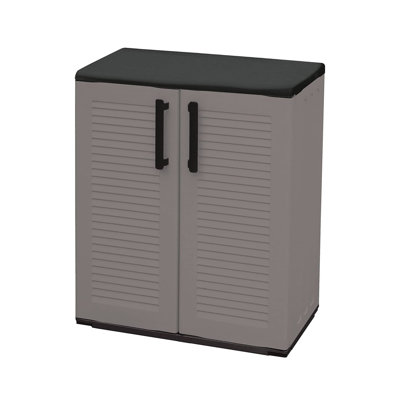 Multi-Purpose Cabinet, Low Wardrobe With 2 Doors And 3 Polypropylene Shelves, 68X37H84 Cm, Gray Color