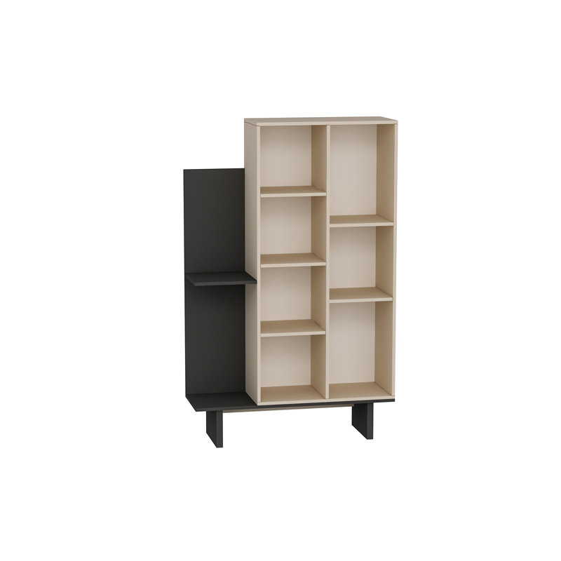 Bibliothèque élégante, panneau de particules enduit 100% mélamine, beige et anthracite, 45,3 po x 14,7 po x 71,7 po | Fabrication durable, parfaite pour la maison ou le bureau, design moderne avec amplement d'espace de rangement