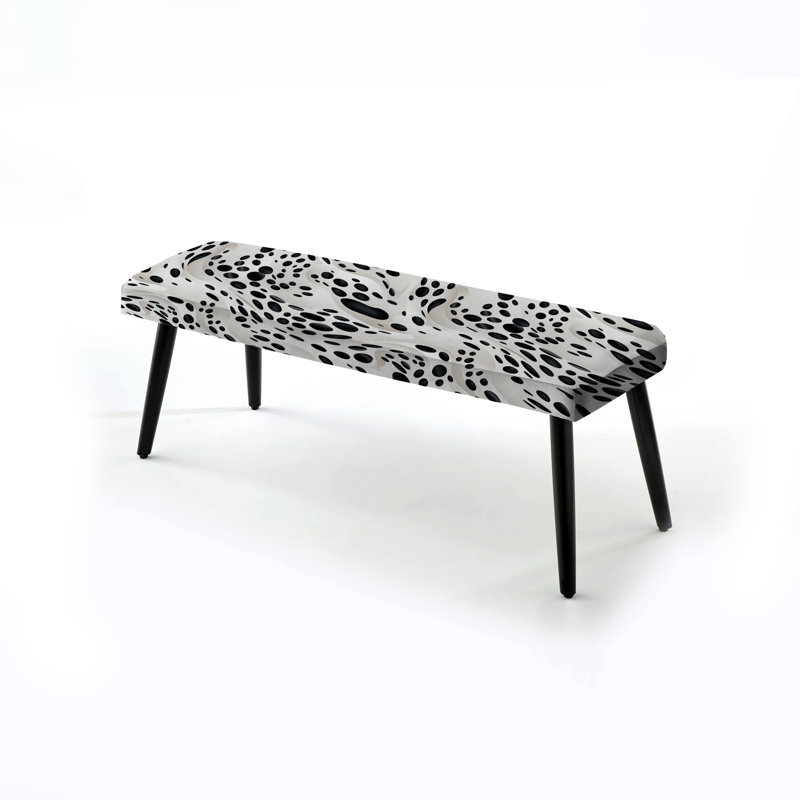 Banc blanc et noir à motif léopard des neiges - Banc rembourré géométrique noir