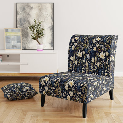 Fish Underwater Elegance Coastal Pattern - Upholstered Scandinavian Slipper Chair, Botanical Nature Accent Chair