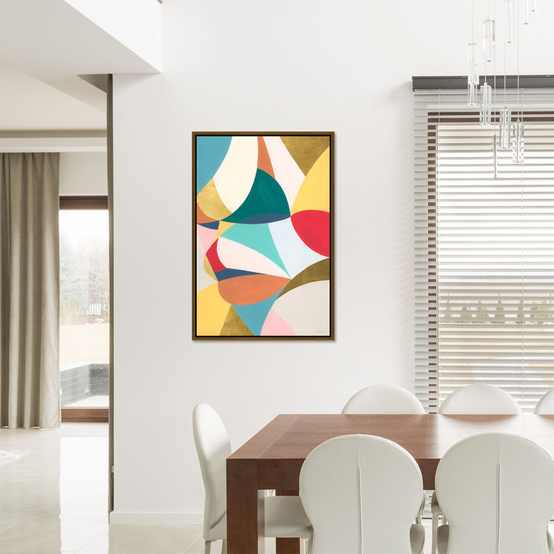 «Fragments of Gold and Spring I» par Janice Sadler - peinture sur toile à cadre flottant, Verre
