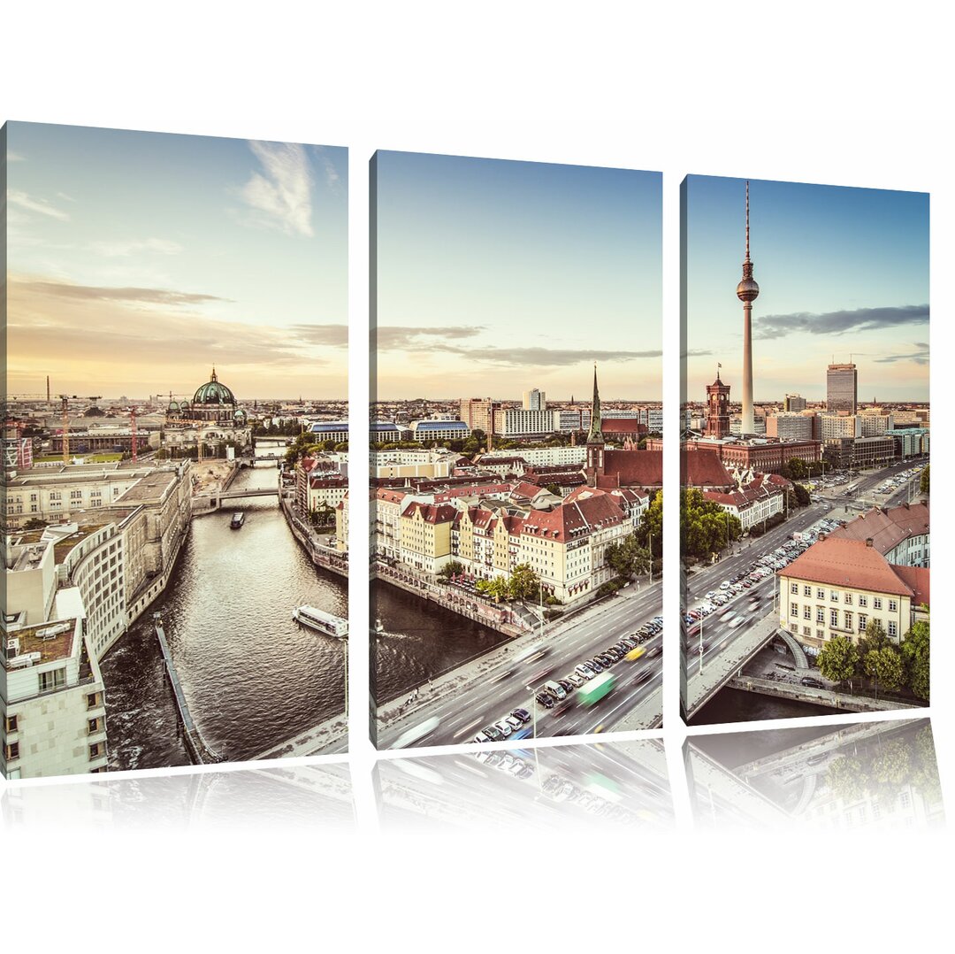 3-tlg. Leinwandbilder-Set „Skyline von Berlin", Fotodruck