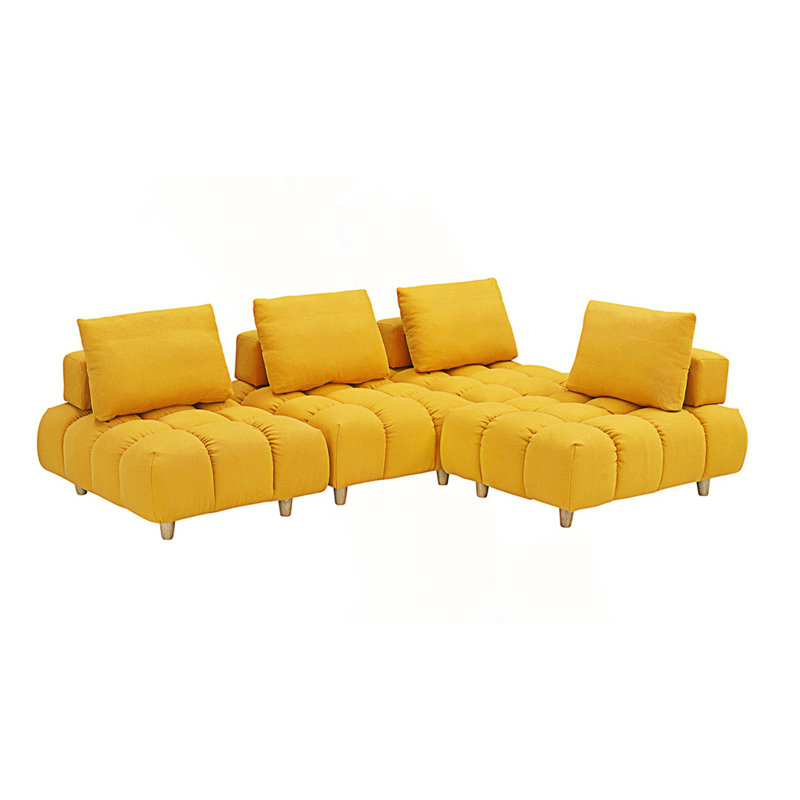 Canapé 2 places Mid-Century, Jaune, 4
