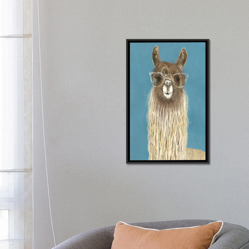 «Llama Specs IV», art sur toile, H 26 po x l 18 po x P 1,5 po, Toile avec cadre noir