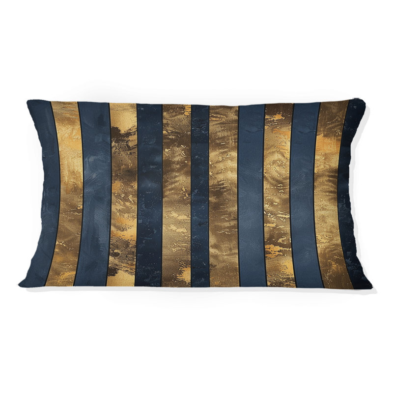 Coussin lombaire glamour Pinstripe II - Glam, Bleu / doré