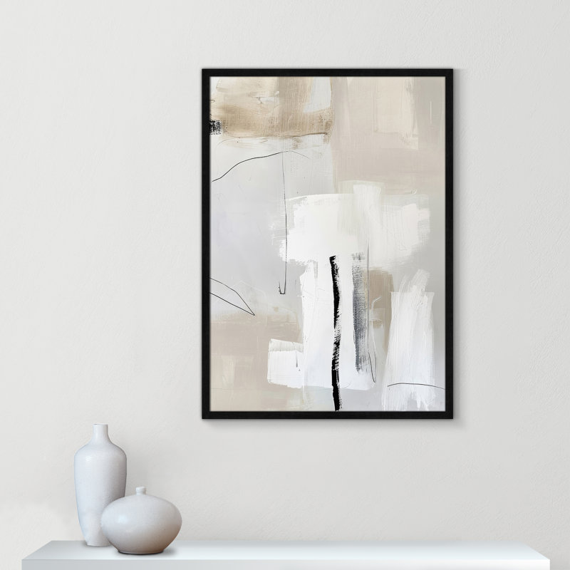 «Neutral Balance II» par Lazar Studio, L 25,5 po x H 35,5 po, Black Woodgrain, Impression encadrée