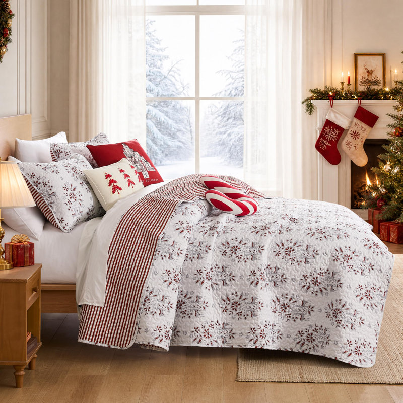 Ensemble de literie réversible Southshore Fine Linens Merry Manor, 6 pièces, en microfibre doublement brossée 110 g/m², avec coussins décoratifs, format grand lit/queen lit
