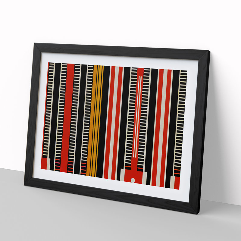 Audio Equalizer Art Deco Vol.2 Abstract - Single Picture Frame Print, Black, 46cm H x 64cm W