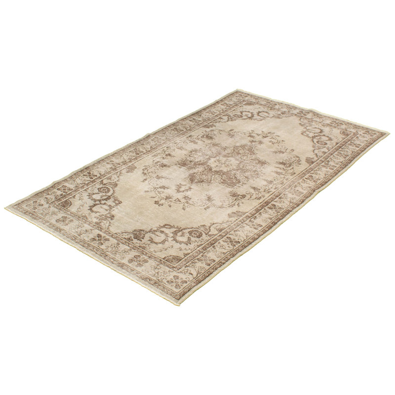 Tapis décoratif en laine gris clair de conception unique noué à la main des années 1980 5 pi 2 po x 9 pi 3 po Devinna