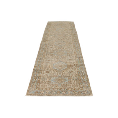 3x12 Camel and Blue Turkish Oushak Runner