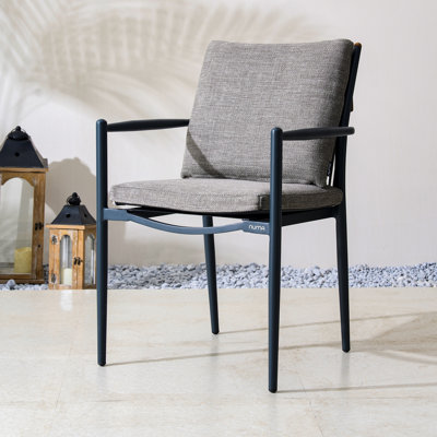 Nord Aluminum Fabric-covered Patio Outdoor Dining Chair With Gray Cushions Set Of 2