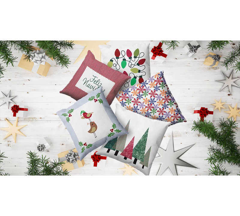 Pink Christmas Tree Rectangular Polyester Throw Pillow
