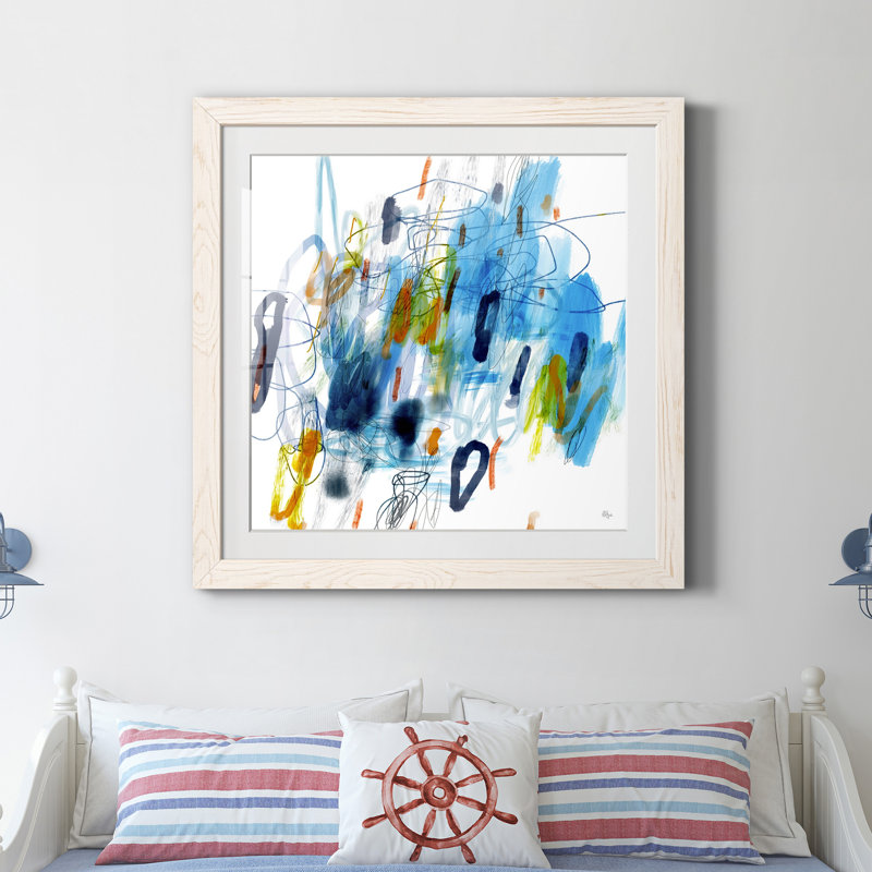 Up And Down - Peinture encadrée, H 27,5 po x l 27,5 po x P 1,5 po, Cadre blanc