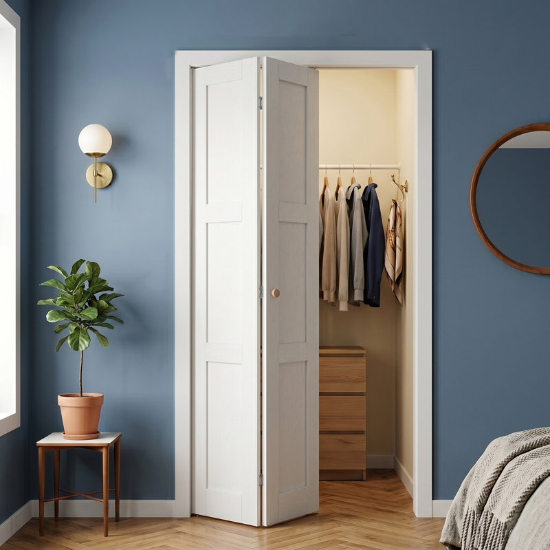 Porte pliante blanche pré-percée en bois manufacturé massif avec trousse de quincaillerie d'installation, 30 po x 80 po, 1