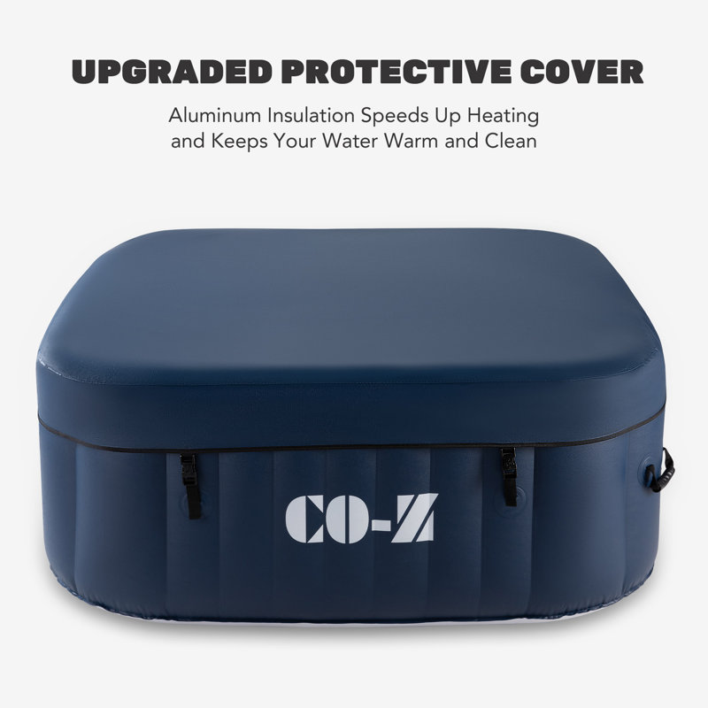 CO-Z 60" Blue and White Inflatable Square Hot Tub for 4 Persons