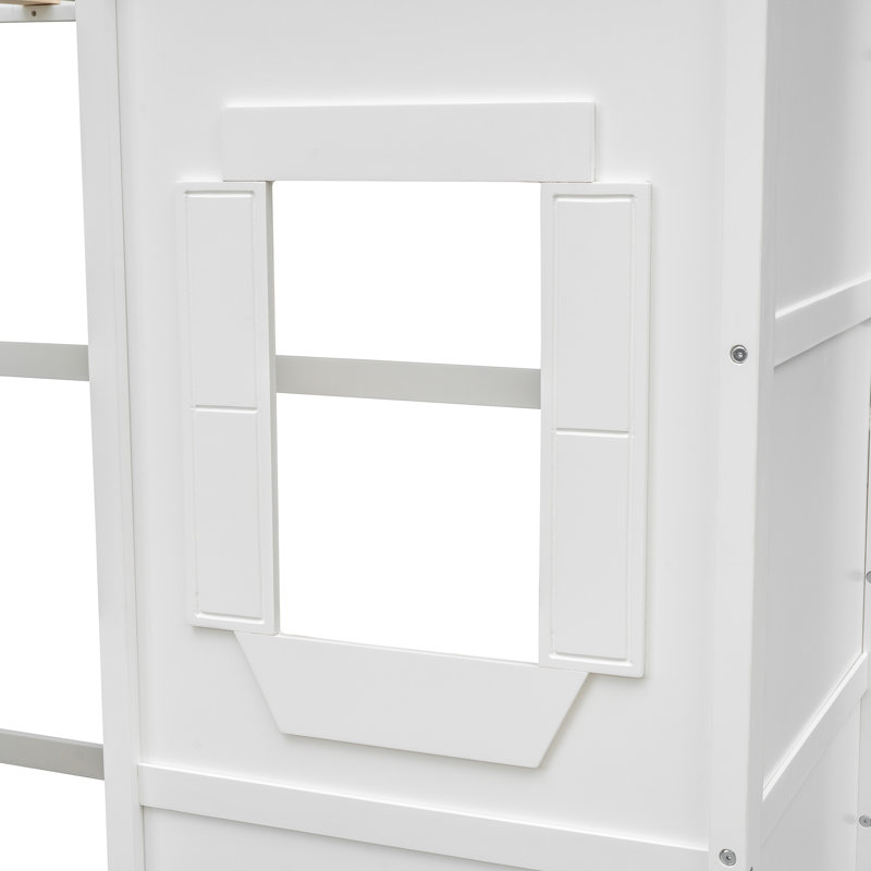 Lit mezzanine avec échelle House, Lit simple, Blanc