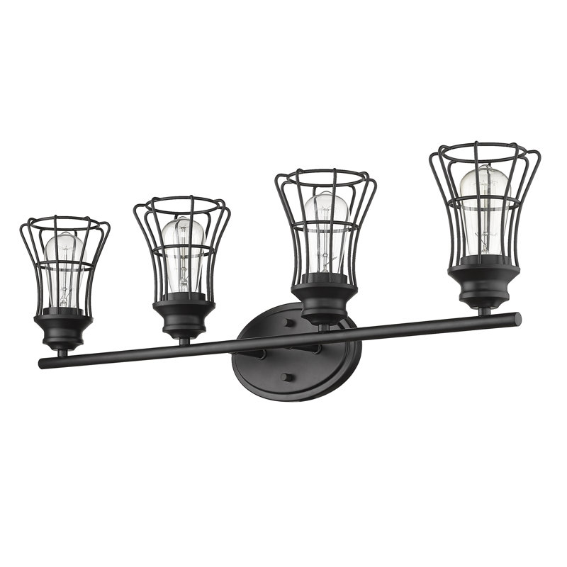 Éclairage pour meuble-lavabo 4 lumières Painesville, Noir mat