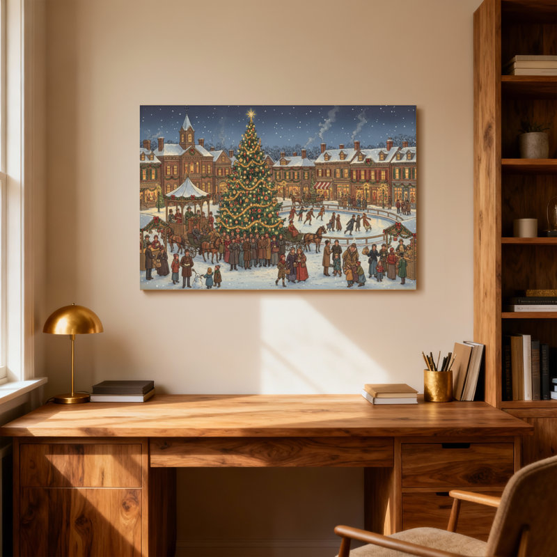 Scène carrée de Noël, H 24 po x l 36 po